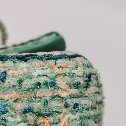 Chanel Classic Flap Mini Rectangular Tweed Green Multicolor Gold Hardware 2018-19