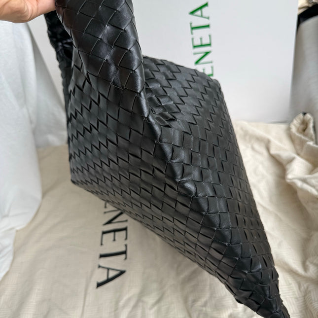Bottega Veneta Hop Black Intrecciato Leather Maxi Hobo Bag 54cm