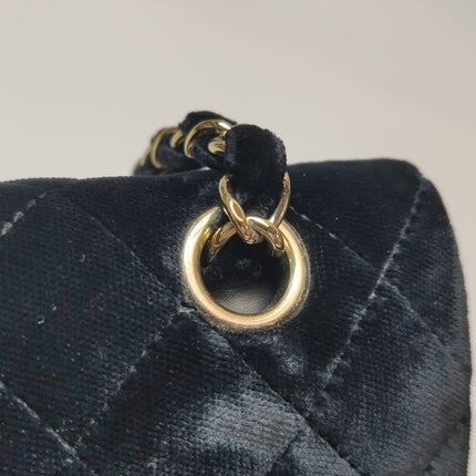 Chanel Classic Flap Medium Black Velvet Gold Hardware, 2014-2015
