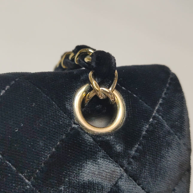 Chanel Classic Flap Medium Black Velvet Gold Hardware, 2014-2015