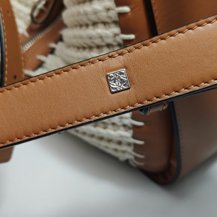Loewe Hammock Small Brown Leather Knit Top Handle Crossbody Bag