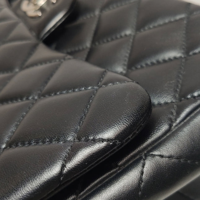 Chanel Classic Flap Jumbo Black Lambskin Leather Single Flap with Silver Hardware 2009-2010
