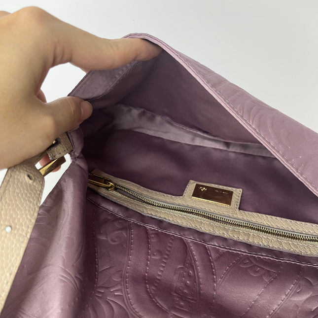 Sold FENDI Baguette Purple Silk with embossed pattern