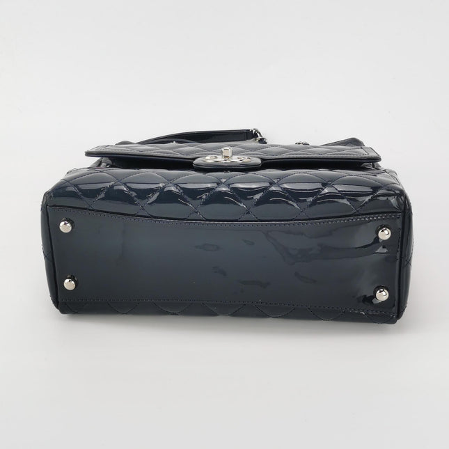 Chanel Coco Shine Small Tote Black Quilted Patent Leather Silver Hardware 2014-15