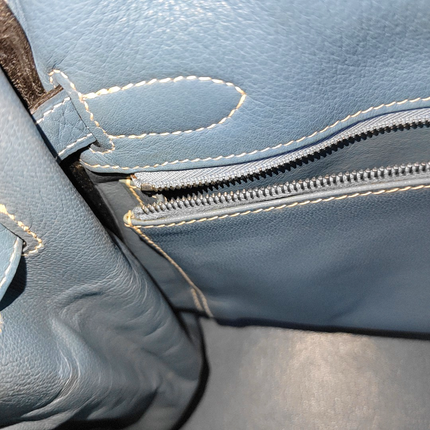 Hermes Kelly 32 Retourne Double Ring Blue Jeans Evercolor Leather Palladium Hardware 2002