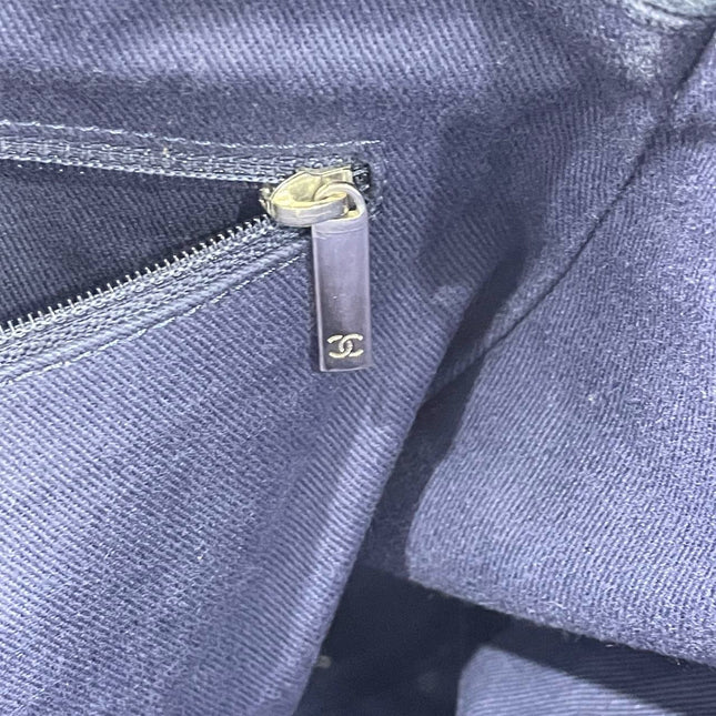 Chanel Deauville Tote Medium Navy Denim Top Handle