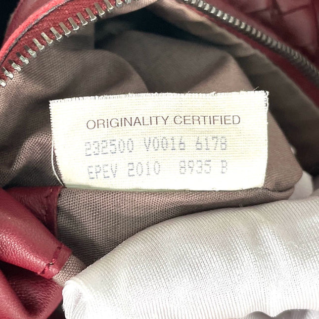 Sold Bottega Veneta Belly Hobo Intrecciato Burgundy Ancora Red Medium 45cm