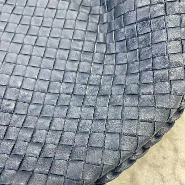 Sold Bottega Veneta Veneta Hobo Medium Navy Intrecciato Leather Bag