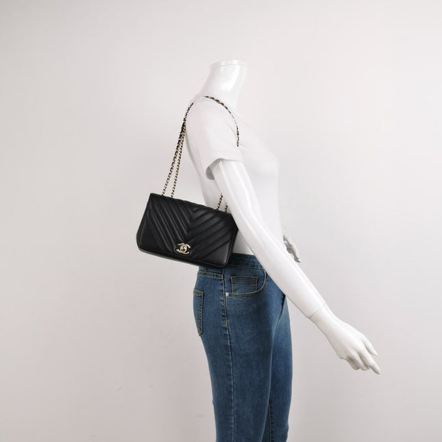 Sold Chanel Classic Flap Rectangular Mini Chevron Quilted Calfskin Leather Black