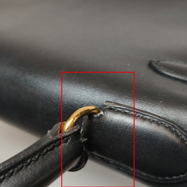 Hermès Kelly 32 Sellier Black Box Leather Gold Hardware with Strap