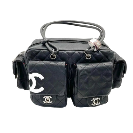 Chanel Cambon Multi-pocket Ligne Reporter Bag Medium Black Calfskin Leather-Luxbags