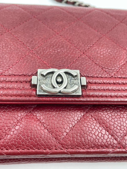 Sold Chanel Wallet on Chain Boy Half Flap Red Caviar Leather