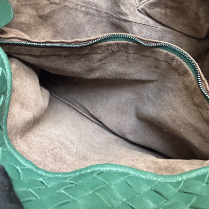 Bottega Veneta Cesta Shopper Tote Nappa Intrecciato Leather Dark Green Small