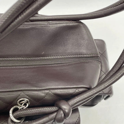 Chanel Cambon Large Dark Brown Calfskin Leather Double Strap Handbag