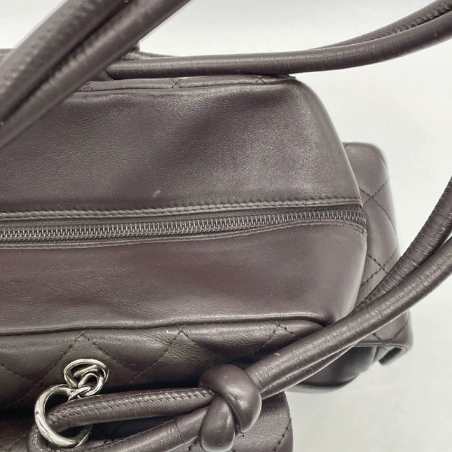 Chanel Cambon Large Dark Brown Calfskin Leather Double Strap Handbag