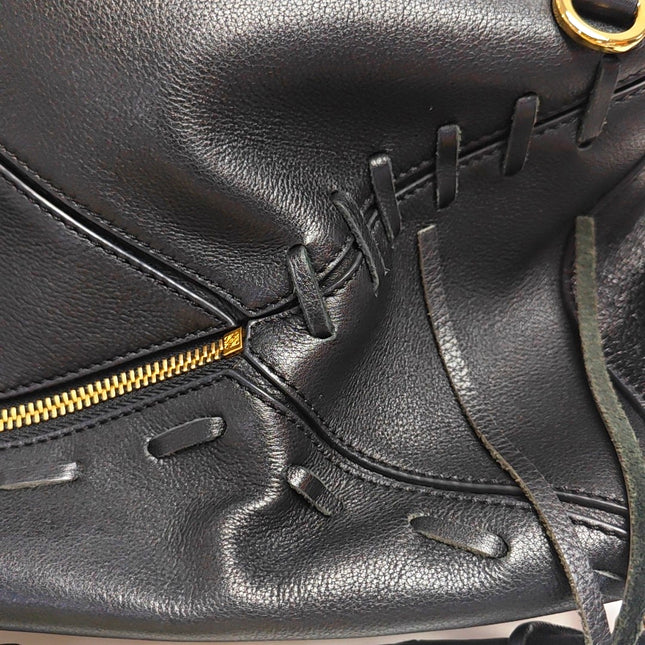 Loewe Puzzle Medium Black Whipstitch Leather Crossbody Bag