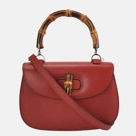 Gucci Bamboo 1947 Top Handle Bag Leather Small Burgundy with Strap-Luxbags