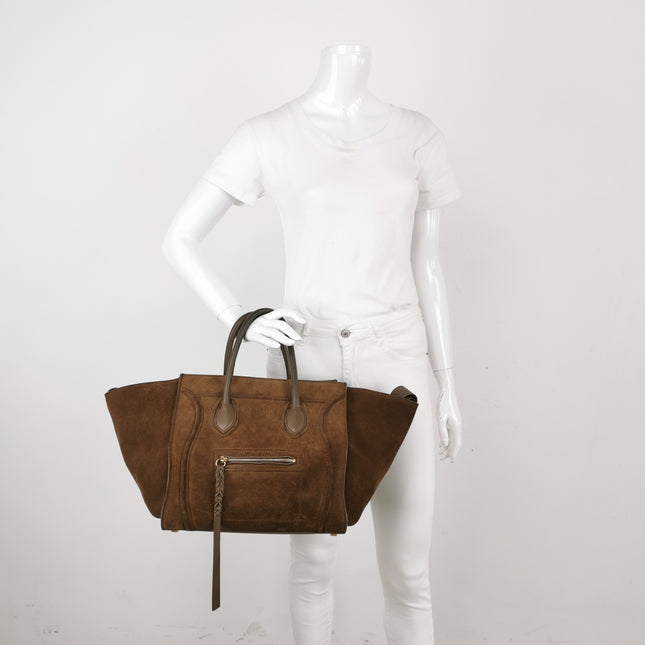 Celine Phantom Mini Dark Brown Suede Leather 30cm