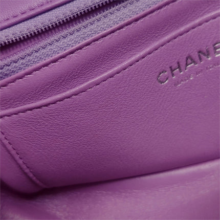 Chanel Classic Flap Mini Purple Lambskin Leather Silver Hardware