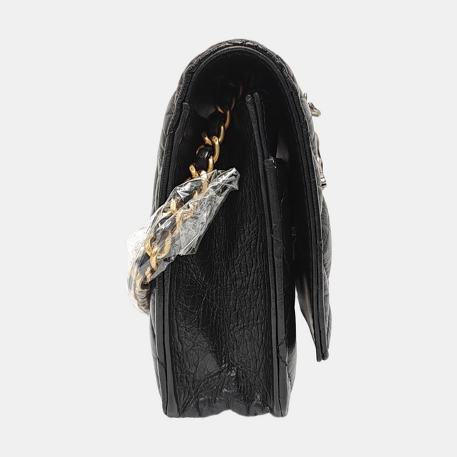 Chanel 2.55 Wallet on Chain Quilted Black Calfskin Leather Beatles Charms Gold Hardware