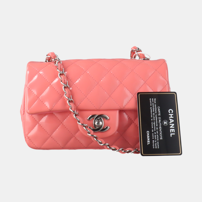 Sold Chanel Classic Flap Mini Pink Patent Leather Silver Hardware, 2015-2016