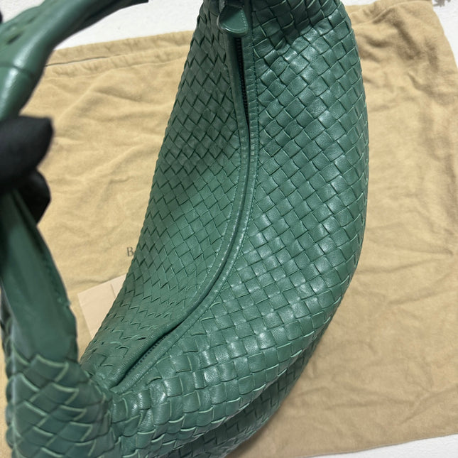 Bottega Veneta Veneta Hobo Medium Dark Green 45cm Lambskin Leather