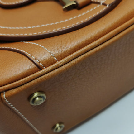 Dior Top Handle Saddle Bag Cognac Tan Brown Calfskin Leather