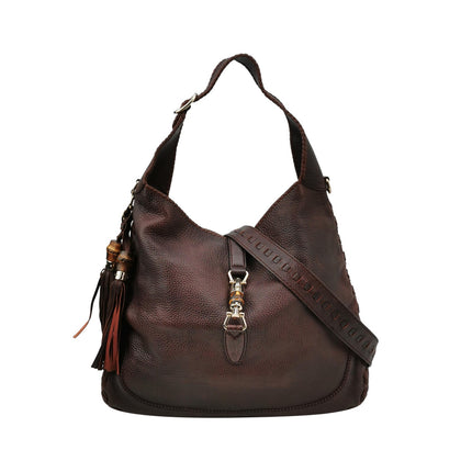 Gucci Jackie Soft Large Brown Leather Shoulder Bag With Strap-Luxbags