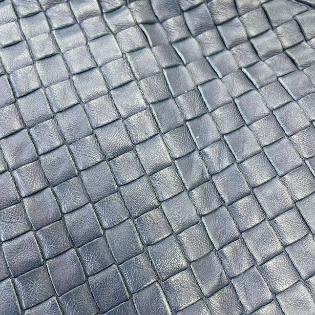 Sold Bottega Veneta Veneta Hobo Medium Navy Intrecciato Leather Bag