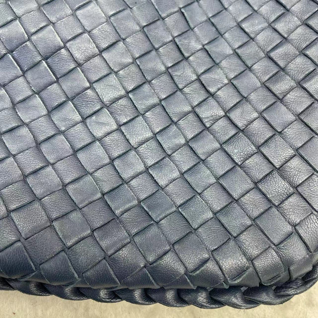 Sold Bottega Veneta Veneta Hobo Medium Navy Intrecciato Leather Bag