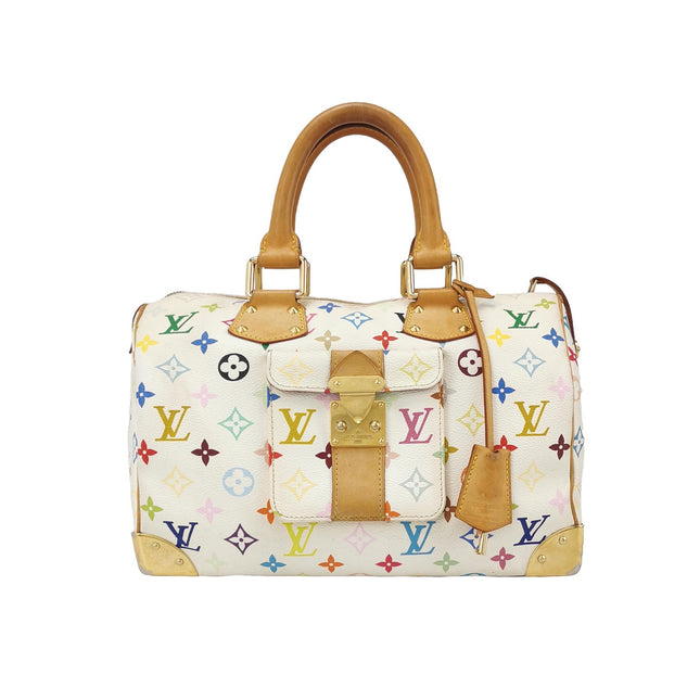 Louis Vuitton x Takashi Murakami Speedy 30 Lock White Multicolor-Luxbags