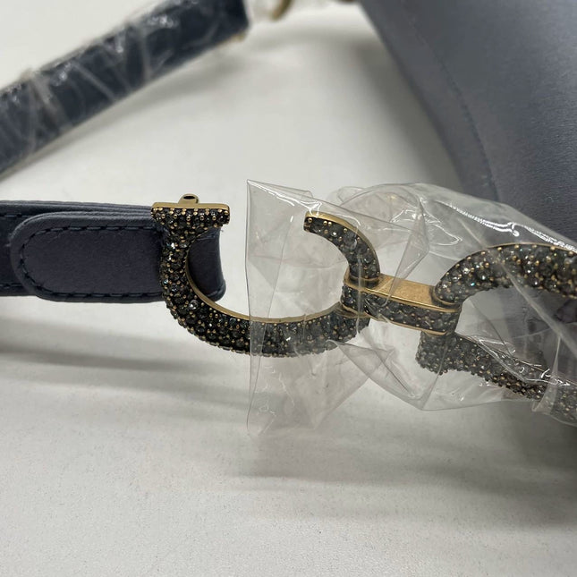 Sold Dior Saddle Mini Silk Blue with Crystal Embedded Buckles