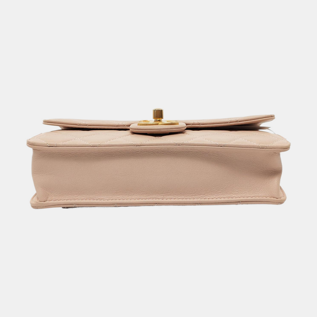 Chanel Classic Vertical Pearl Small Light Pink Flap Bag Gold Hardware