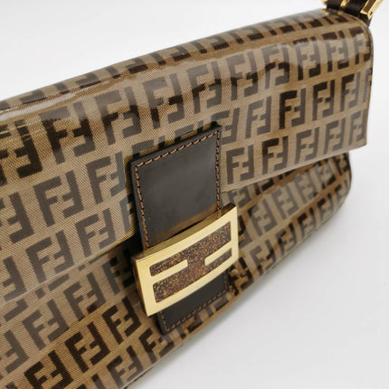 Sold Fendi Baguette Zucchino Monogram Brown Patent Leather