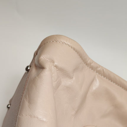 Chanel Deauville Tote Medium Pink Leather Top Handle Leather Chain Straps