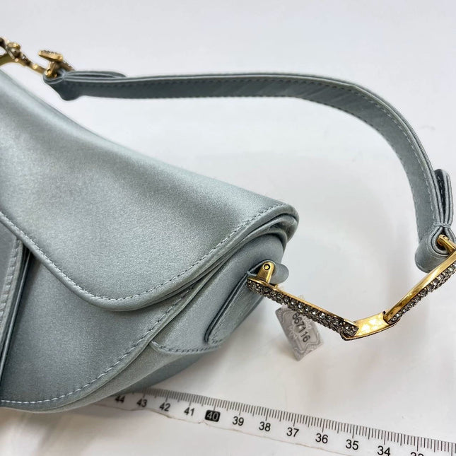 Sold Dior Saddle Mini Silk Greyish Blue with crystals