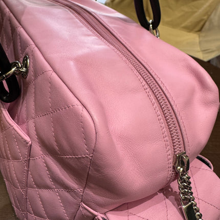 Chanel Cambon Large Pink Calfskin Leather Double Strap Handbag