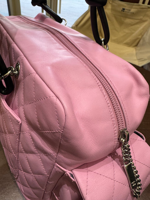 Chanel Cambon Large Pink Calfskin Leather Double Strap Handbag