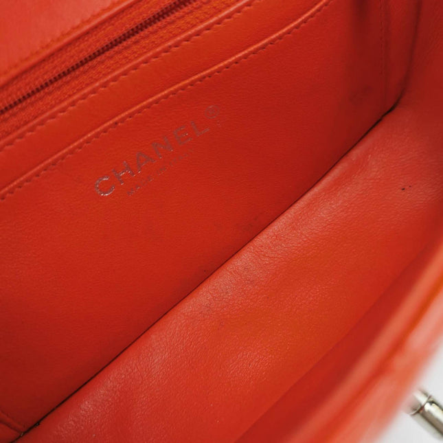 Sold Chanel Classic Flap Square 2014 Orange Patent Leather Bag