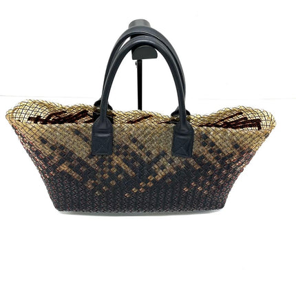 Bottega Veneta Cabat Large Intreccio Black and Transparent Leather and PVC Tote Bag