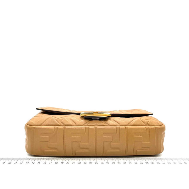 Sold FENDI Baguette Camel Leather 3D FF Motif Crossbody bag