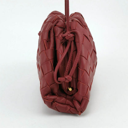 Bottega Veneta Pouch Mini Intrecciato Burgundy Lambskin Leather Crossbody Bag