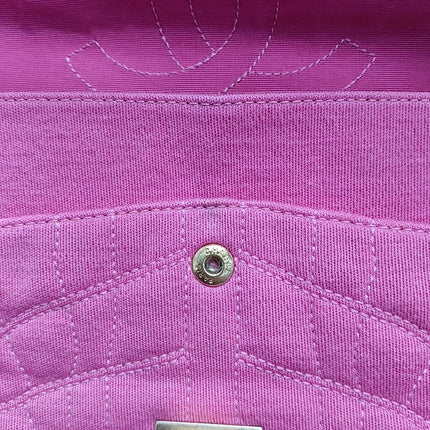 Chanel 2.55 Jumbo Double Flap Pink Fabric Crocodile Print Gold-tone Hardware