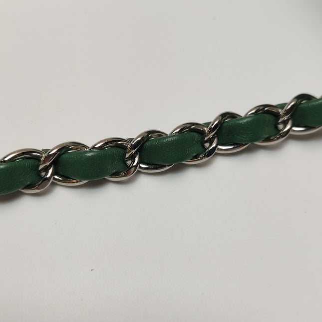 Chanel Classic Flap Mini Rectangular Green Lambskin Leather Silver Hardware