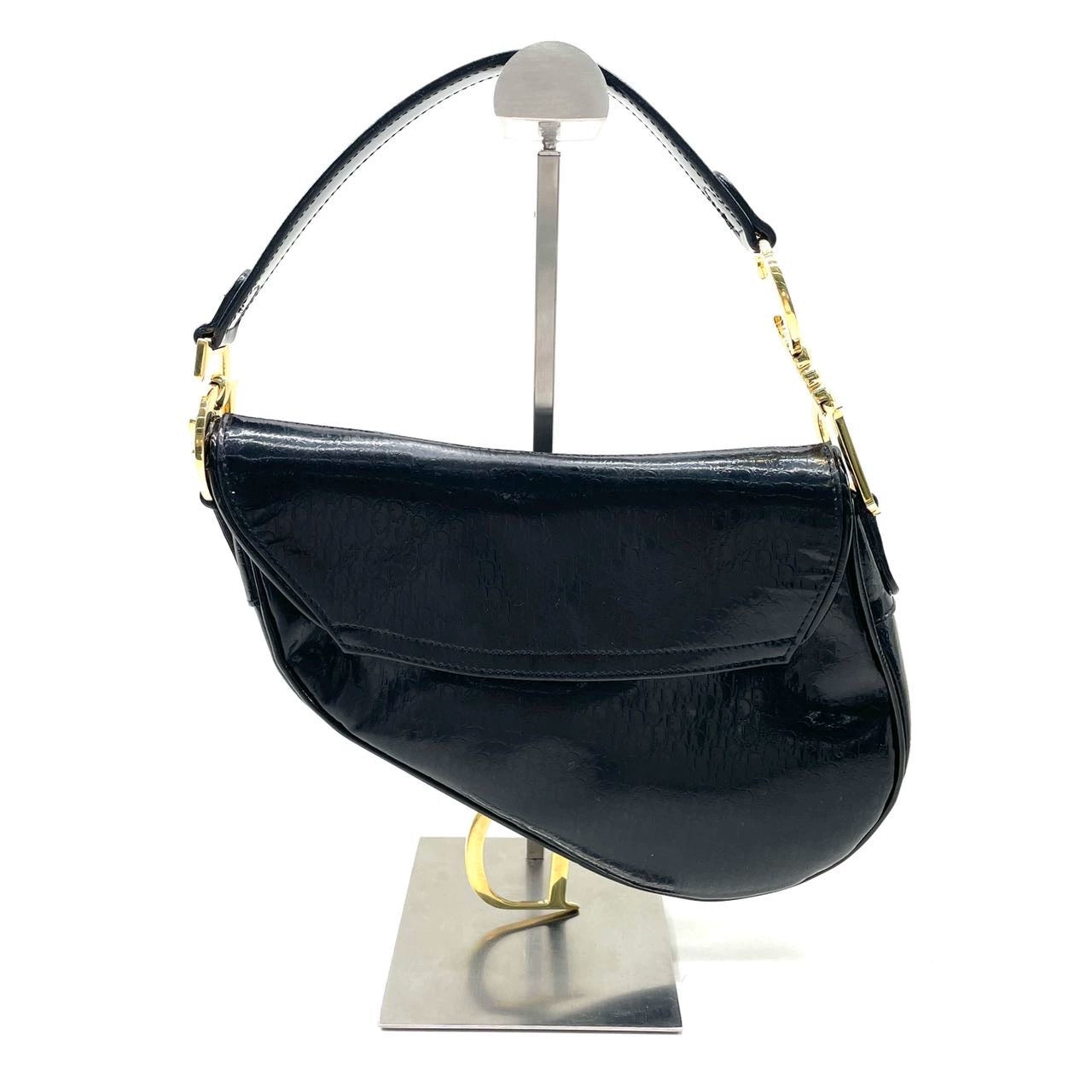 Dior Saddle Small Vintage Shoulder Bag Black Patent Leather