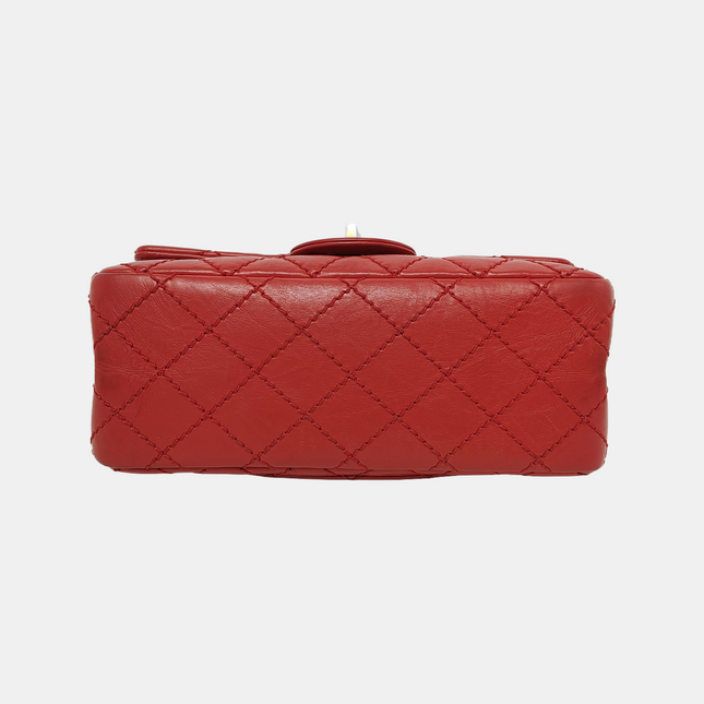 Chanel 2.55 Flap Bag Mini Red Lambskin Leather Gold-tone Hardware
