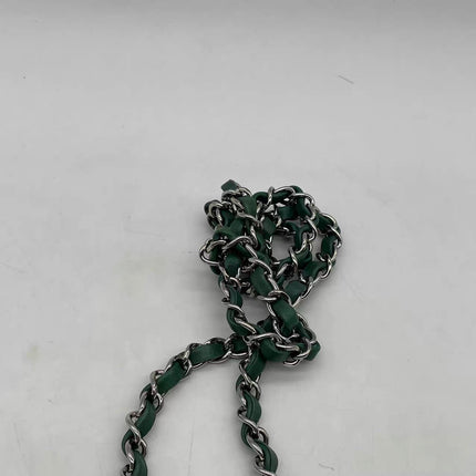 Chanel Classic Flap Mini 2019 Green Lambskin Leather Silver Hardware