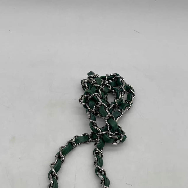 Chanel Classic Flap Mini 2019 Green Lambskin Leather Silver Hardware