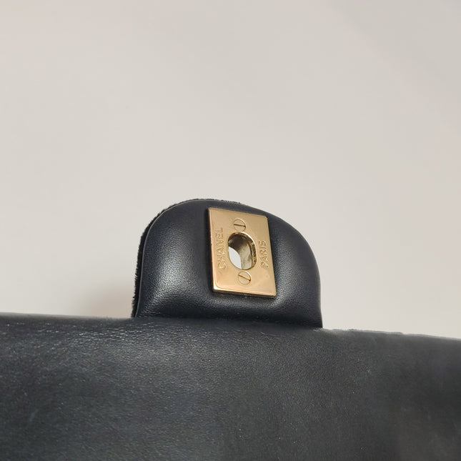 Chanel Classic Flap Medium Black Velvet Gold Hardware, 2014-2015