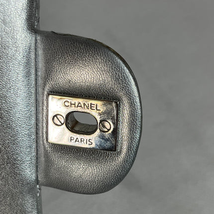 Chanel Classic Flap Medium Silver Lambskin Leather Silver Hardware